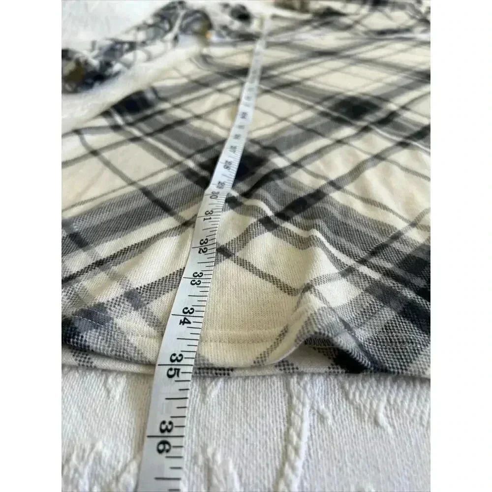 Chetta B Plaid Flannel Trapeze Dress Black & Cream Removable Cowl Size Med - Picture 7 of 16